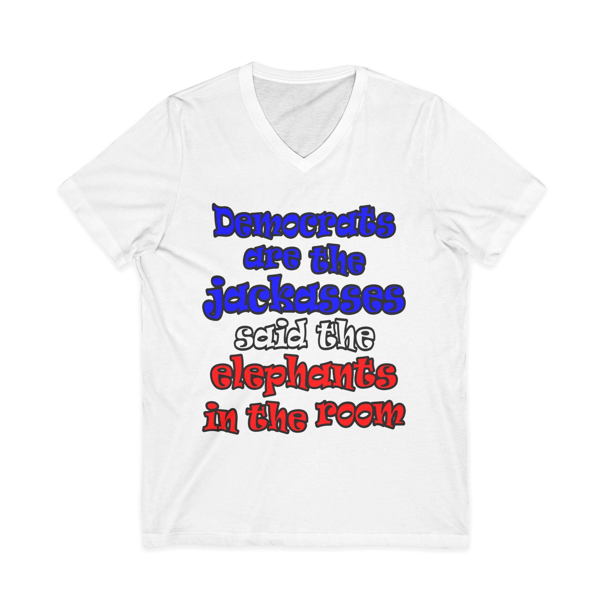 donkeys and elephants - Unisex Jersey Short Sleeve V-Neck Tee
