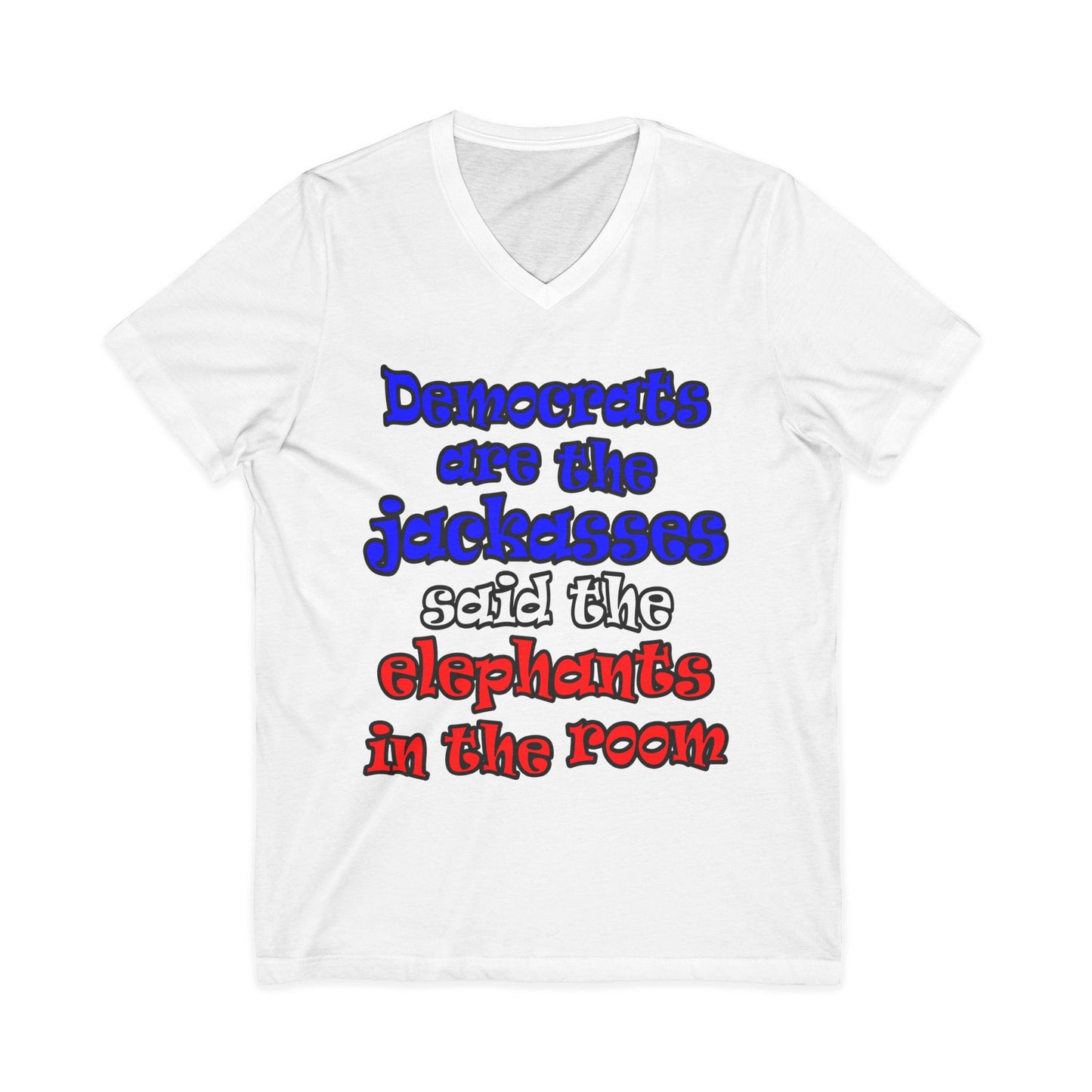 donkeys and elephants - Unisex Jersey Short Sleeve V-Neck Tee