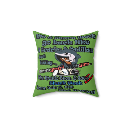 shark week - Faux Suede Square Pillow - (green)