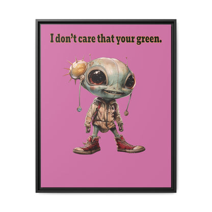 I don't care that your green - framed canvas art (light pink)