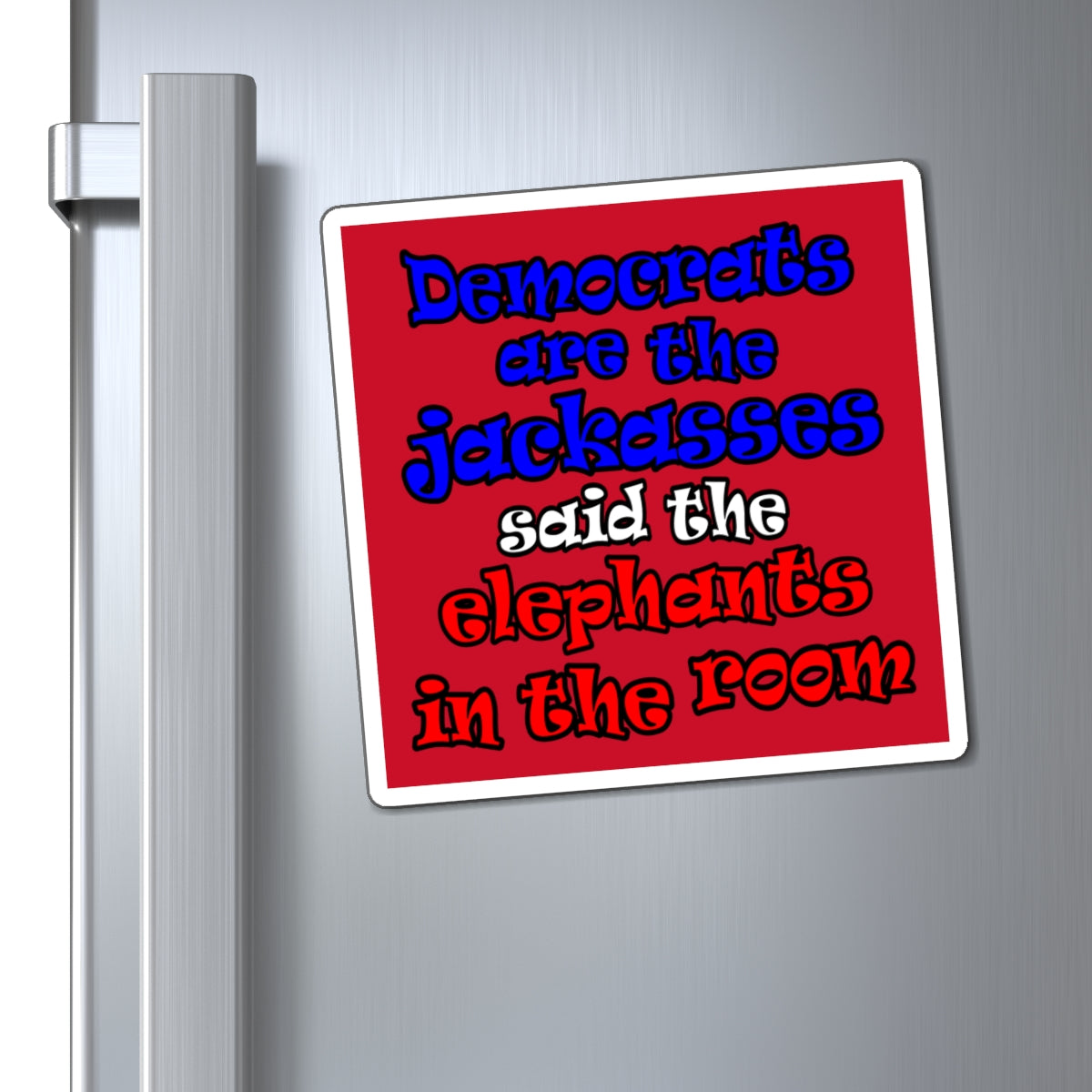 donkeys and elephants - Magnets - (dark red)