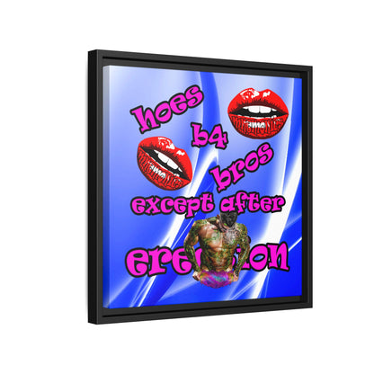 hoes b4 bros - framed canvas art (blue-white wave)