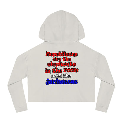 donkeys and elephants - Women’s Cropped Hooded Sweatshirt