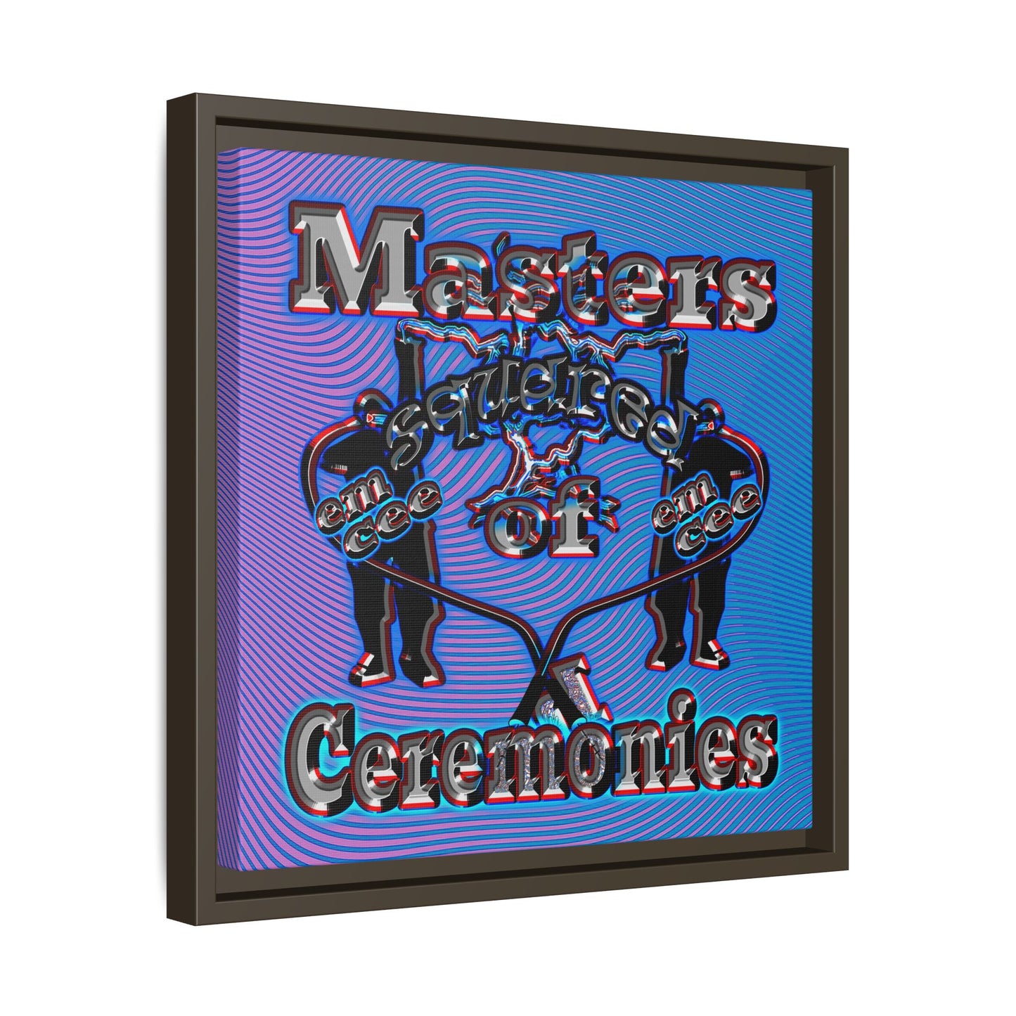 em cee squared - framed canvas art (light blue-purple wave)