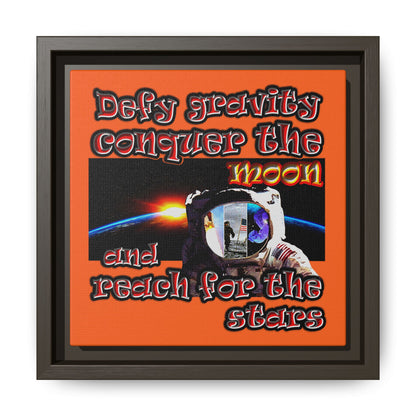 defy conquer reach - framed canvas art (orange)