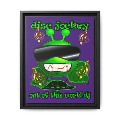 disc jockey - framed canvas art (purple)