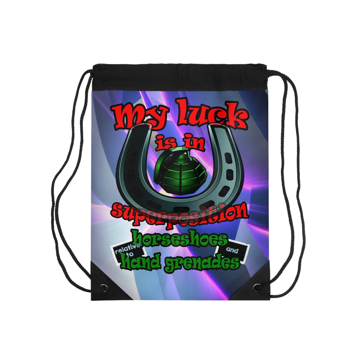 my luck - Drawstring Bag (grey-pink wave)