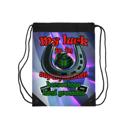 my luck - Drawstring Bag (grey-pink wave)