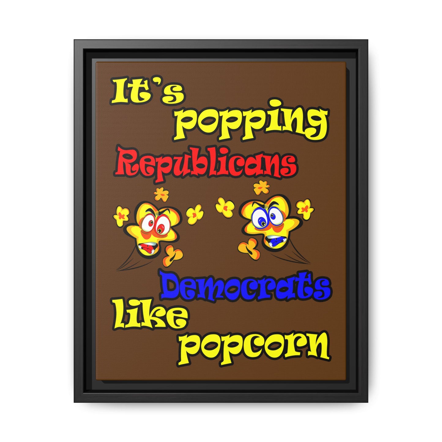 popping like popcorn - framed canvas art (brown)