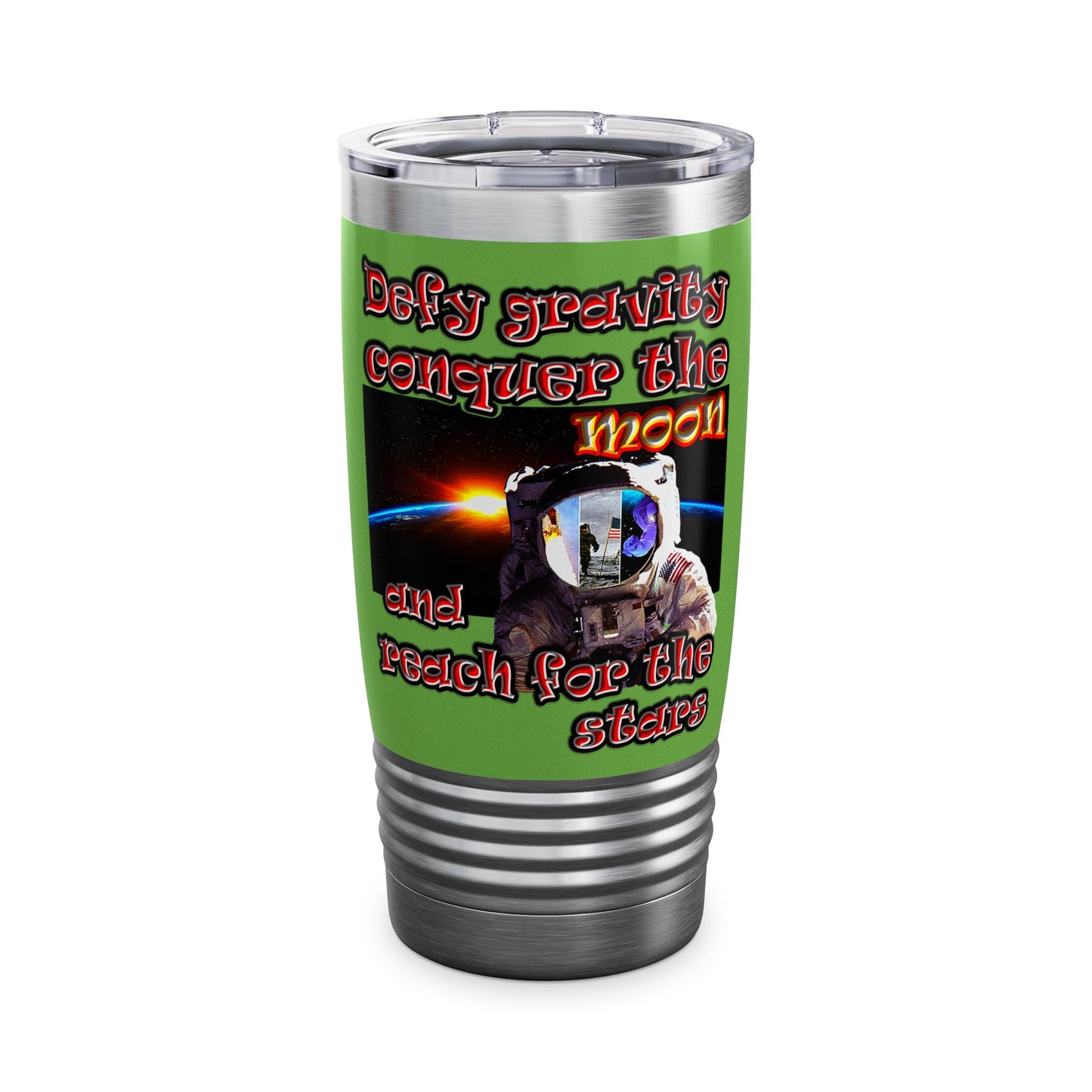 defy conquer reach - Ringneck Tumbler, 20oz (green)