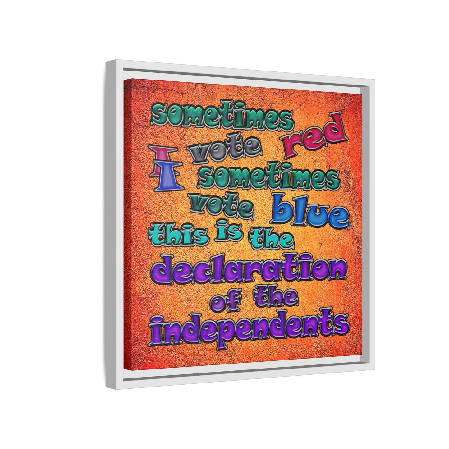 declaration of the independents - framed canvas art (burnt orange)