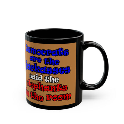 donkeys and elephants - Black Mug (light brown)