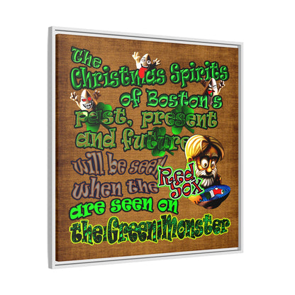 christmas spirits of boston - framed canvas art (brown papyrus)