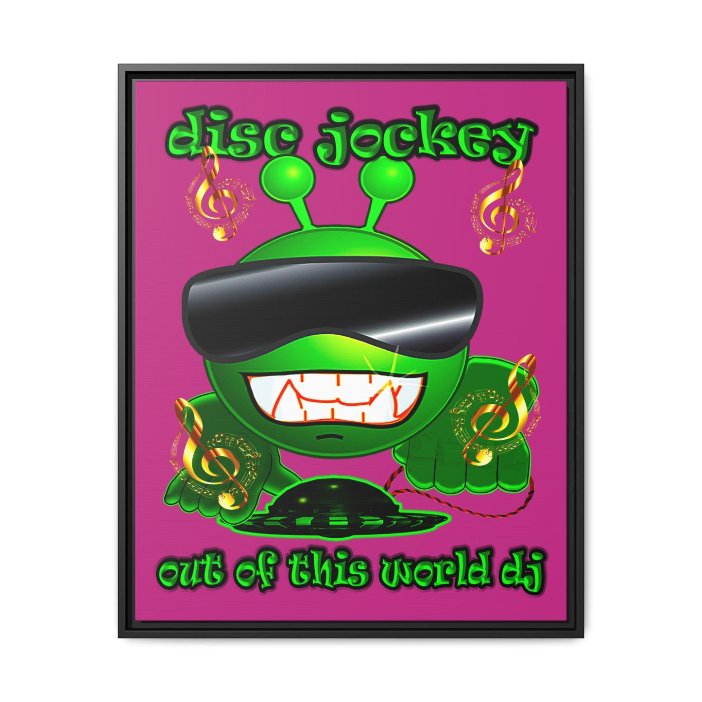 disc jockey - framed canvas art (pink)
