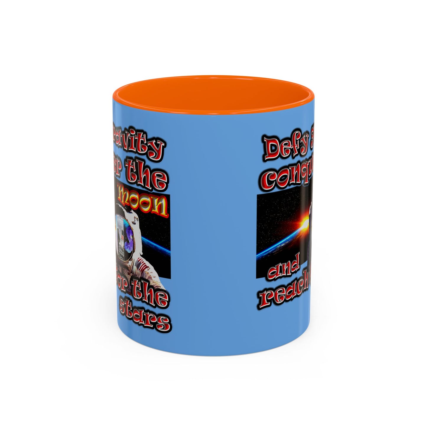 defy conquer reach - Accent Mug (light blue)