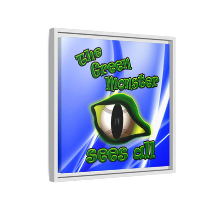 green monster - framed canvas art (blue-white wave)