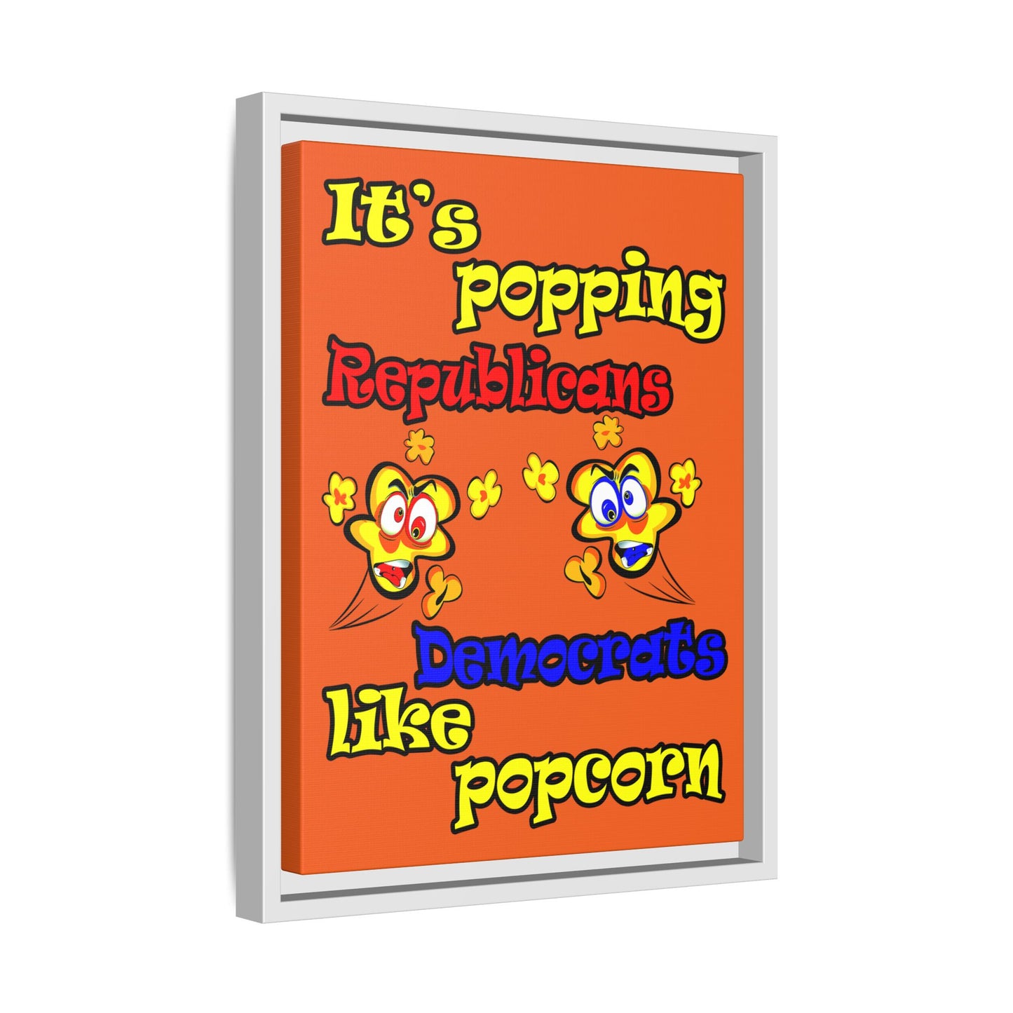 popping like popcorn - framed canvas art (orange)