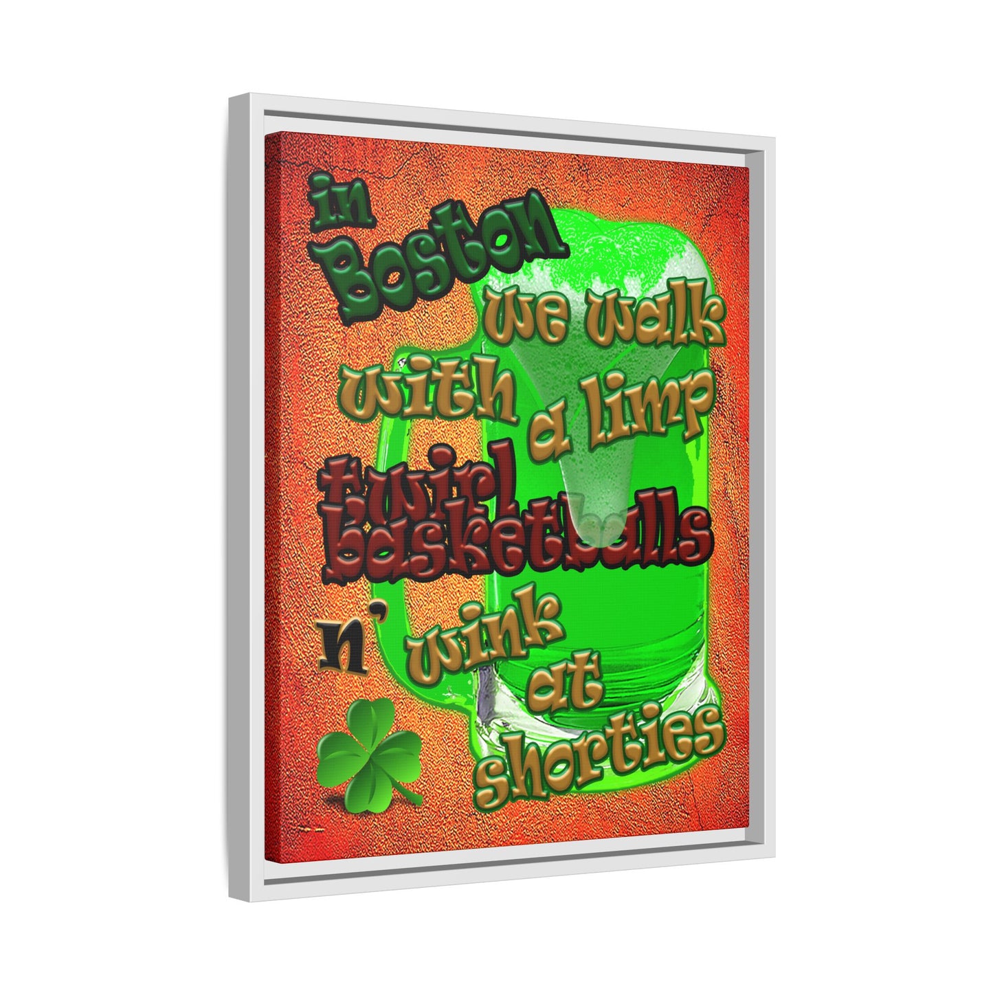 celtics logo - framed canvas art (burnt orange)