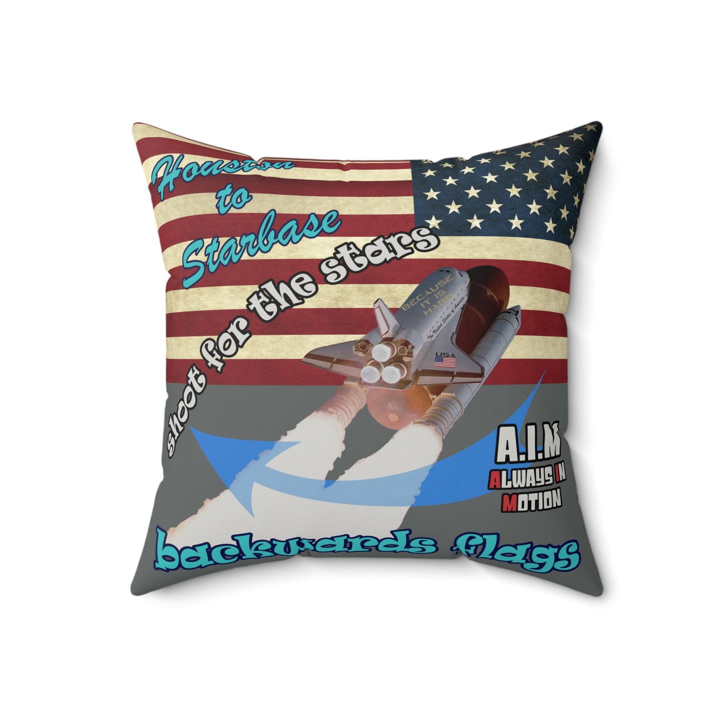 shoot for the stars - Faux Suede Square Pillow - (dark grey)