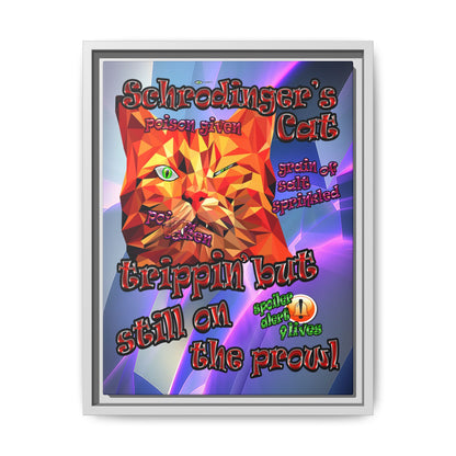 schrodinger's cat - framed canvas art (grey-pink wave)