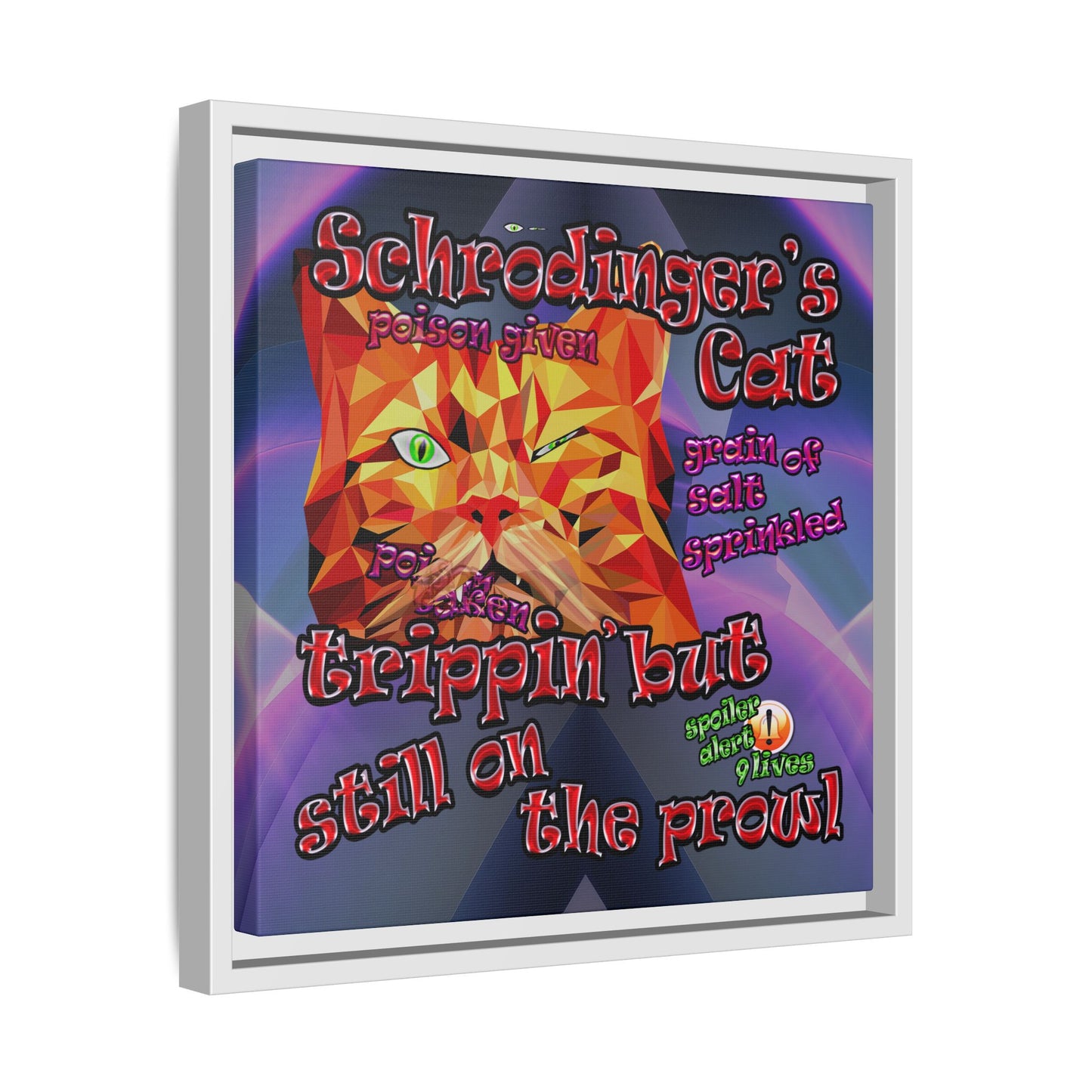schrodinger's cat - framed canvas art (grey-pink wave)