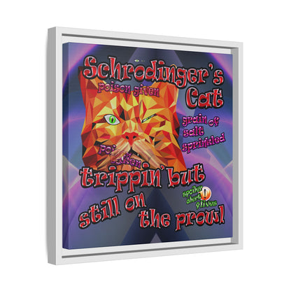 schrodinger's cat - framed canvas art (grey-pink wave)