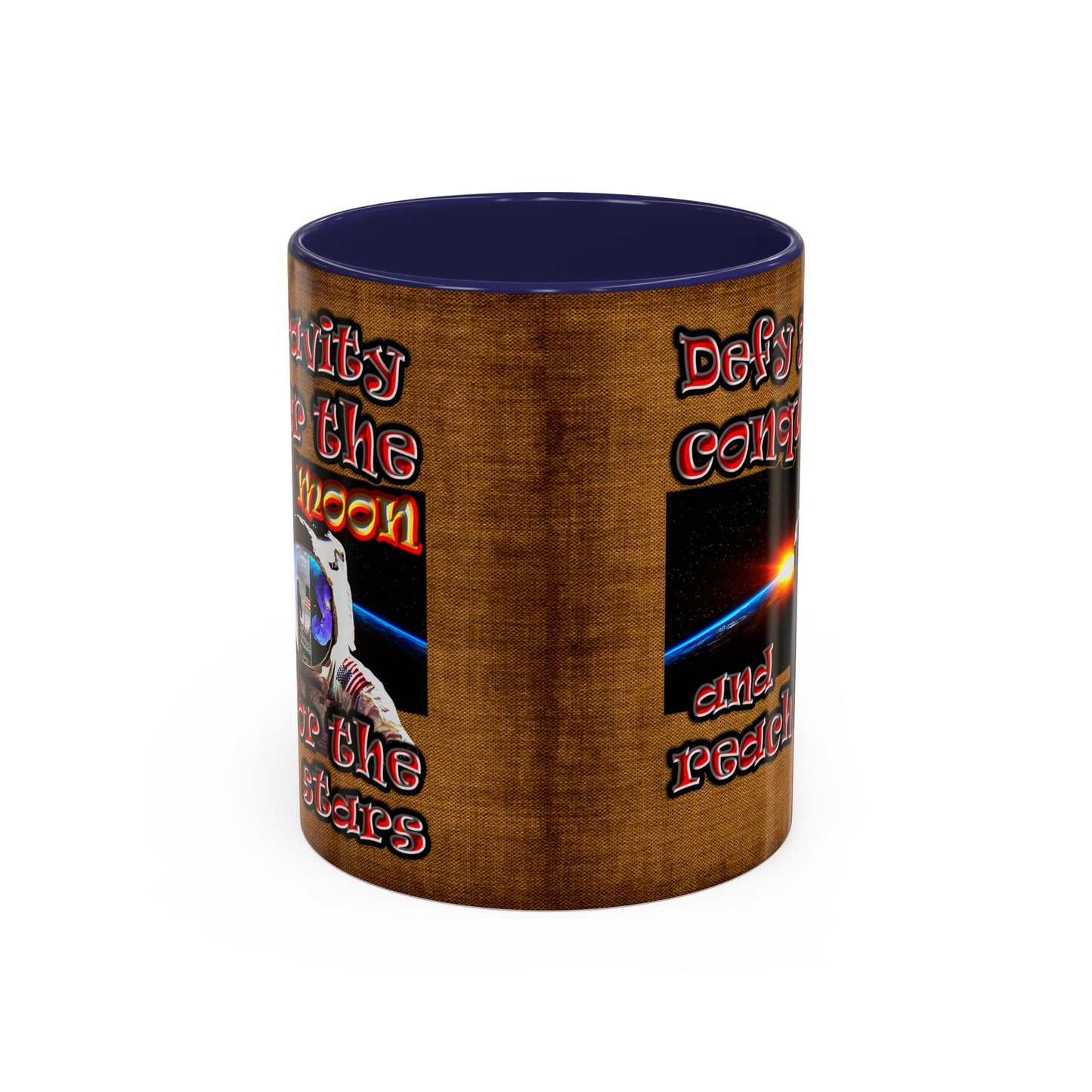 defy conquer reach - Accent Mug (brown papyrus)