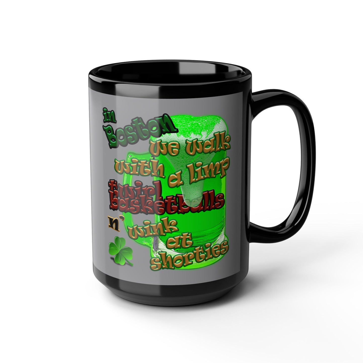 celtics logo - Black Mug (grey)