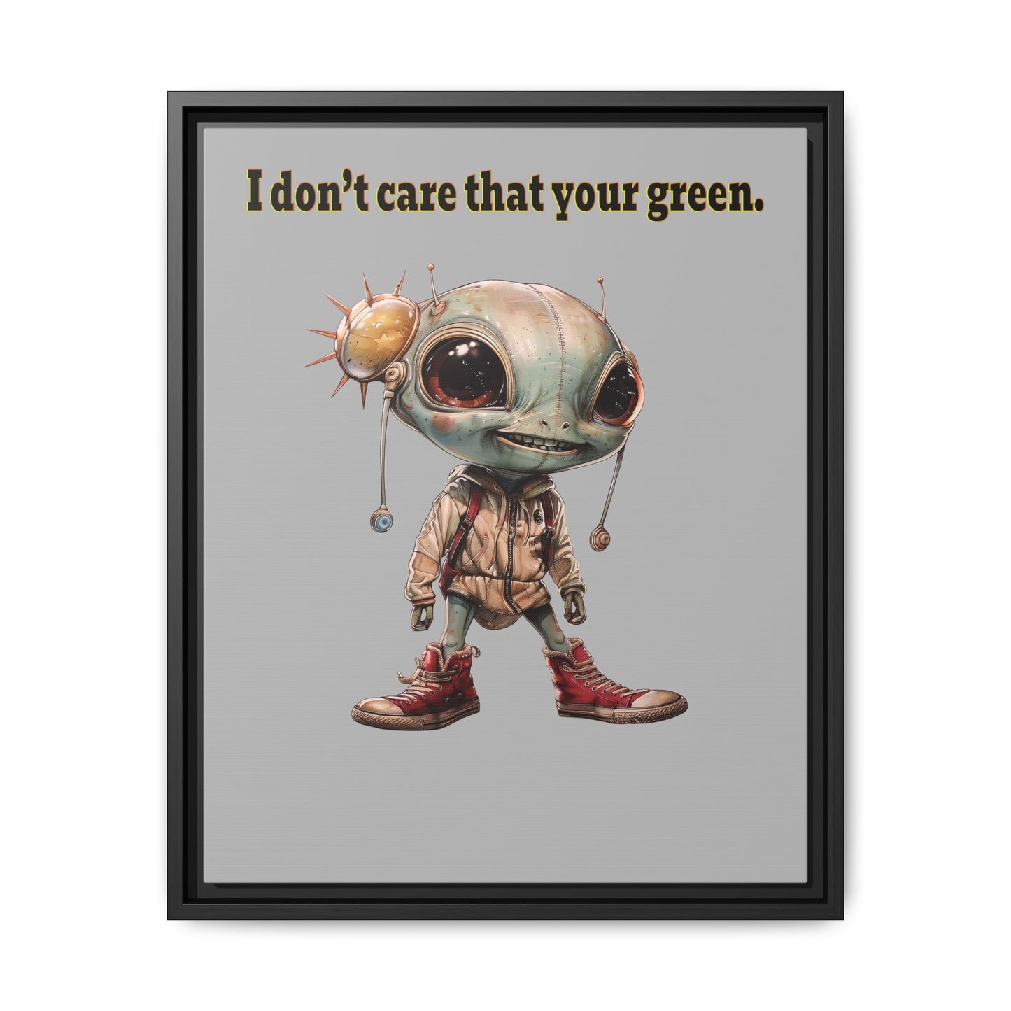 I don't care that your green - framed canvas art (light grey)
