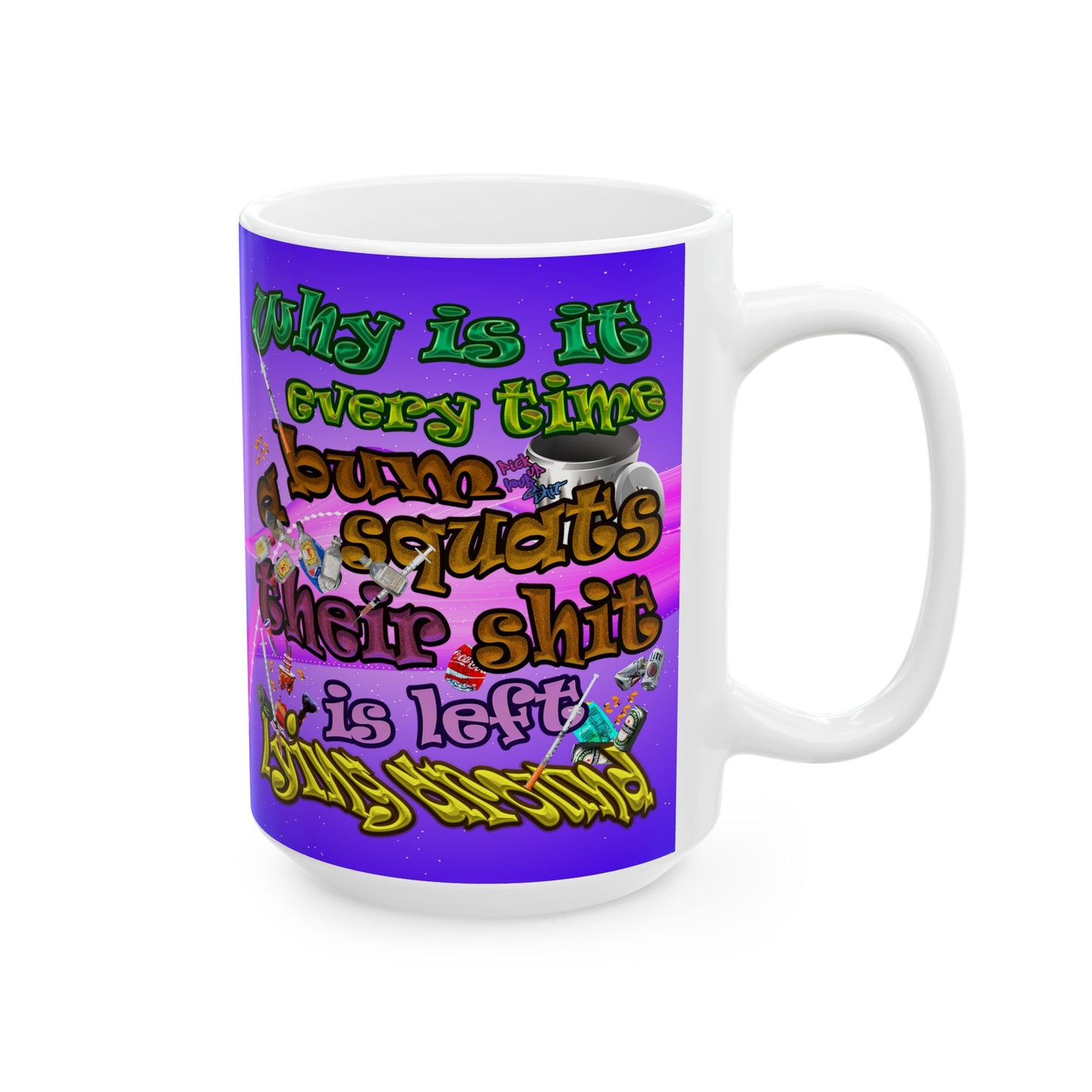the bum's shit - White Mug (purple-pink wave)