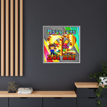 love peace - framed canvas art (rainbow split)