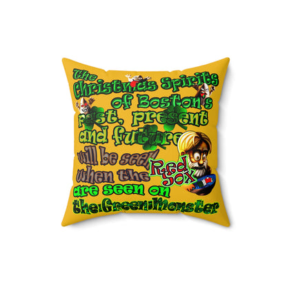 christmas spirits of boston - Faux Suede Square Pillow - (yellow)