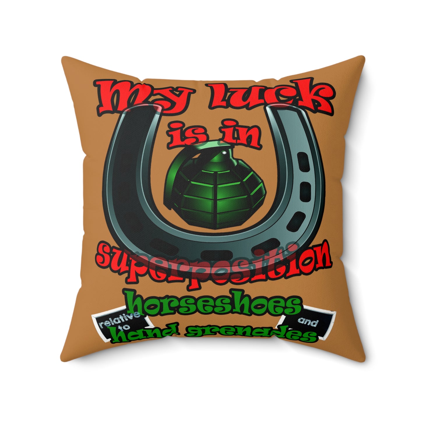 my luck - Faux Suede Square Pillow - (light brown)