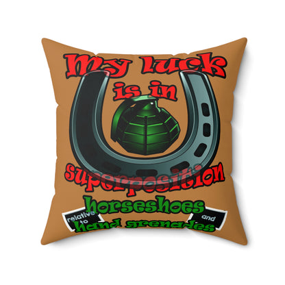 my luck - Faux Suede Square Pillow - (light brown)