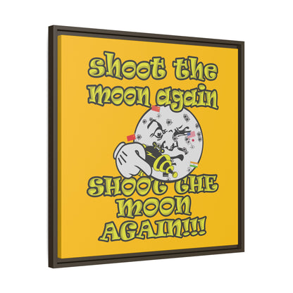 shoot the moon again - framed canvas art (yellow)