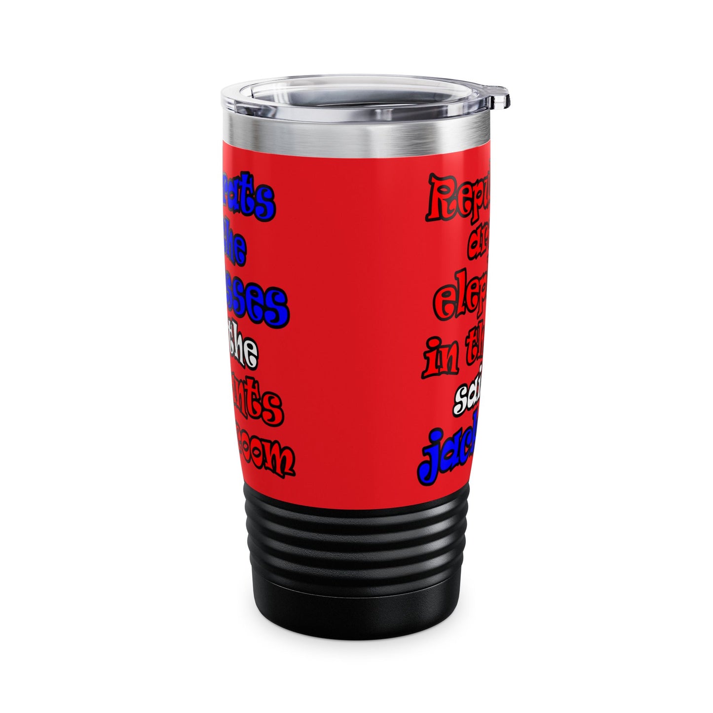 donkeys and elephants - Ringneck Tumbler, 20oz (red)