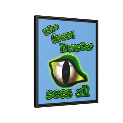 green monster - framed canvas art (light blue)