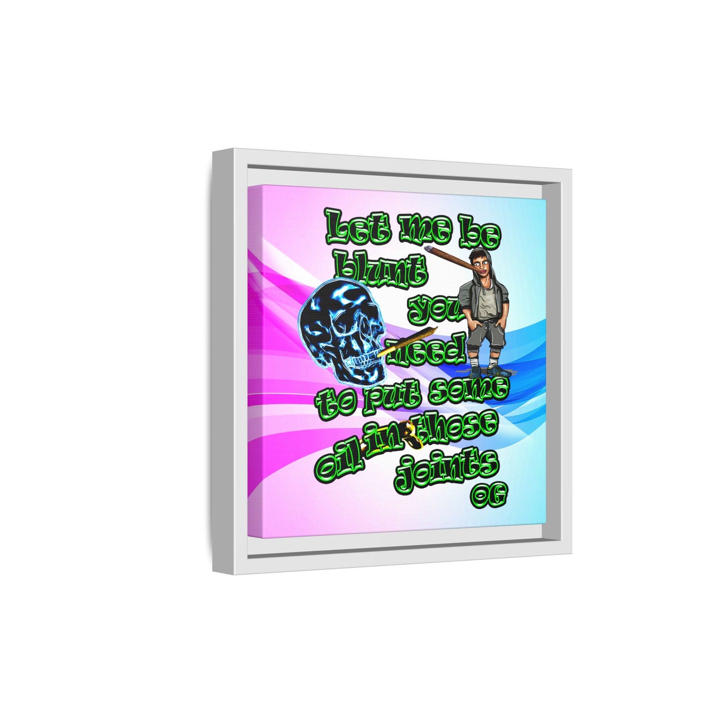 og - framed canvas art (light blue-pink wave)