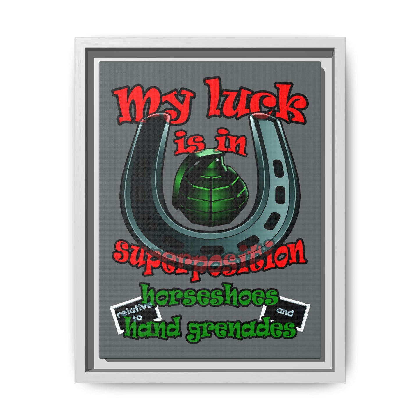 my luck - framed canvas art (dark grey)