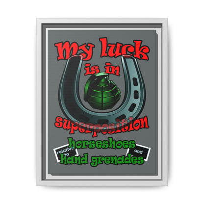 my luck - framed canvas art (dark grey)