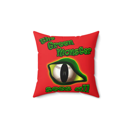 green monster - Spun Polyester Square Pillow - (red)