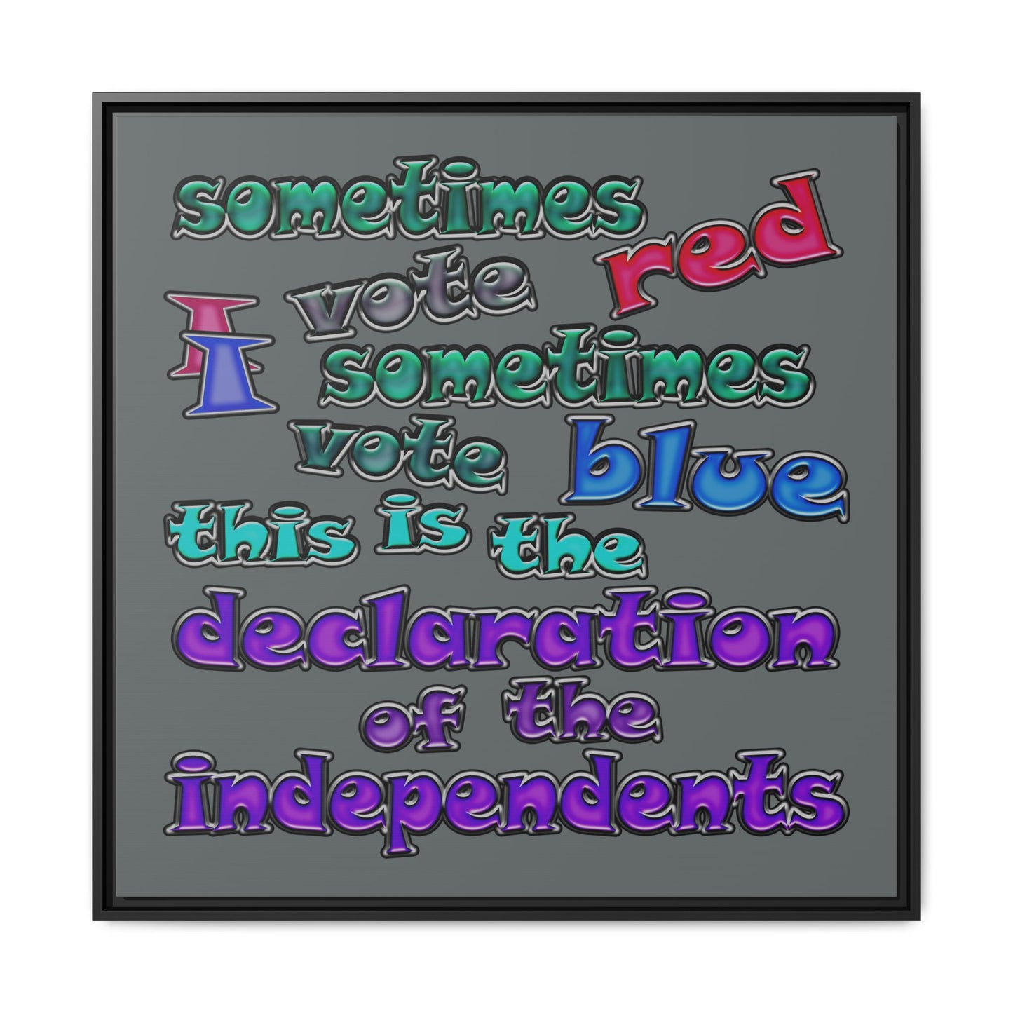 declaration of the independents - framed canvas art (dark grey)