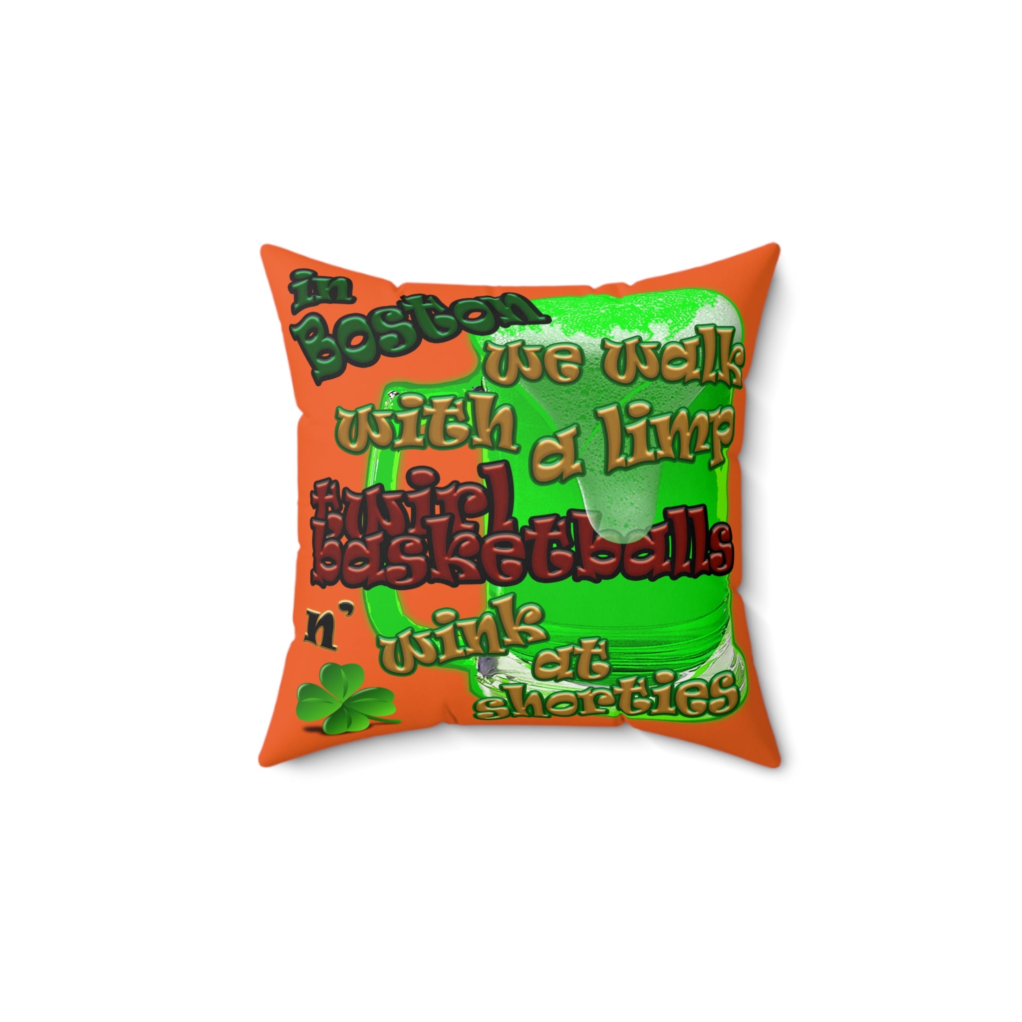 celtics logo - Faux Suede Square Pillow - (orange)