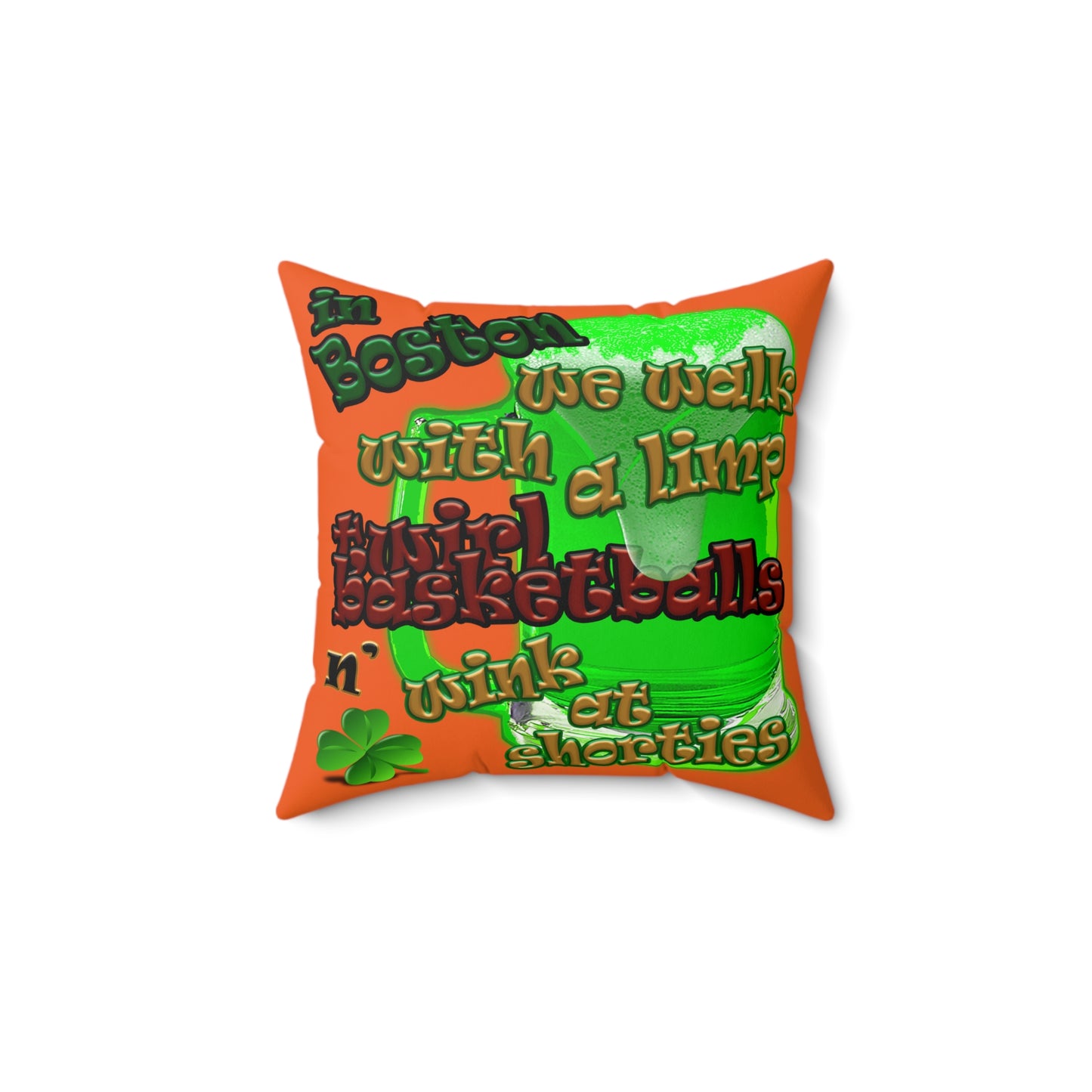 celtics logo - Faux Suede Square Pillow - (orange)
