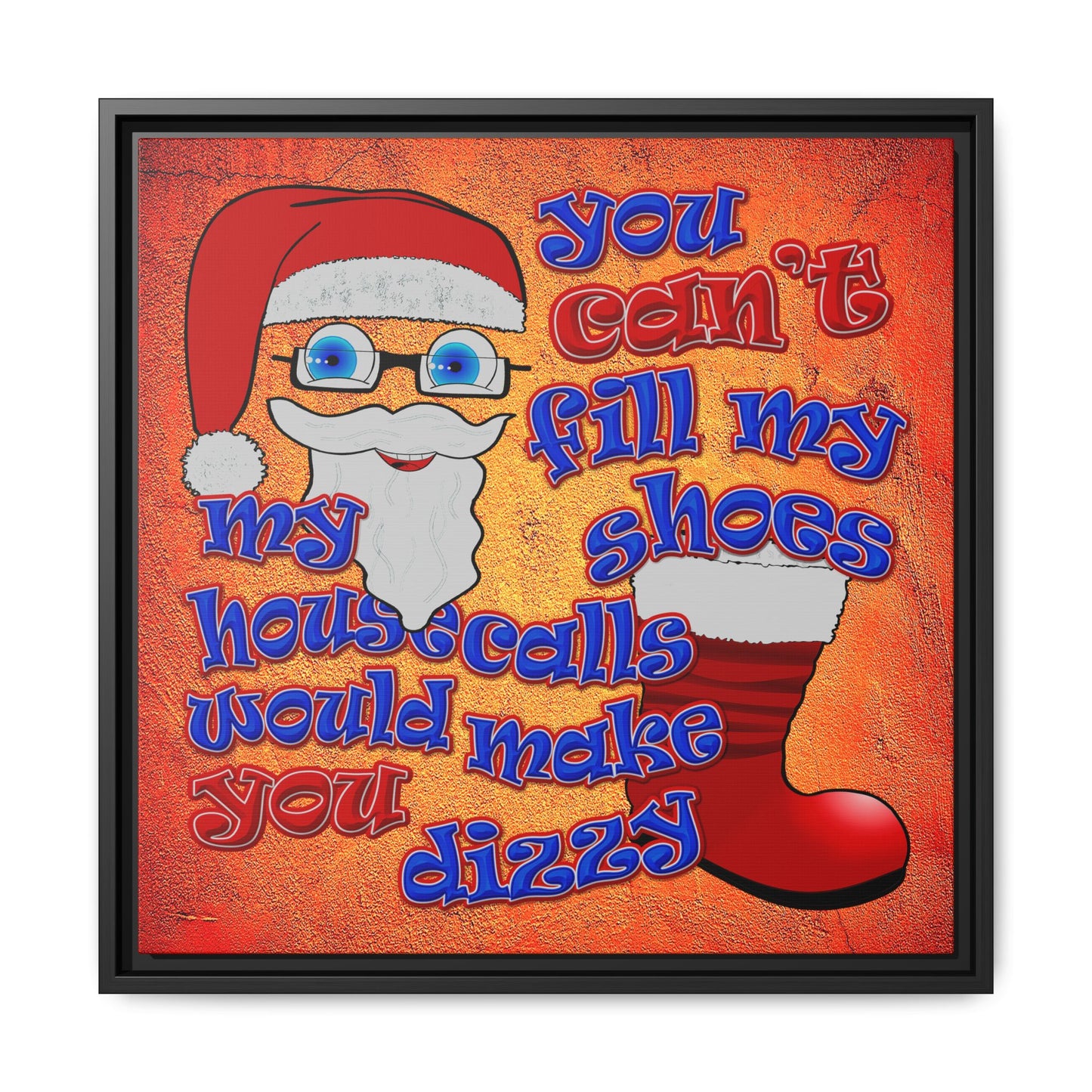 santa's shoes - framed canvas art (burnt orange)