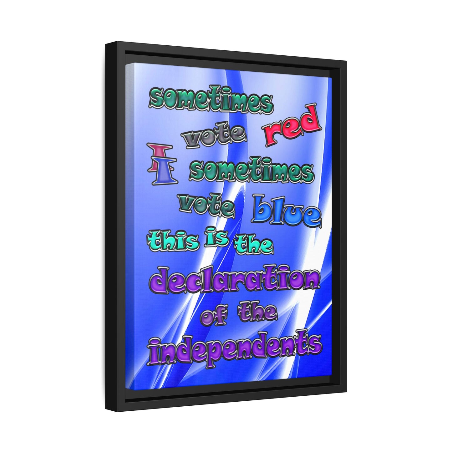 declaration of the independents - framed canvas art (blue-white wave)