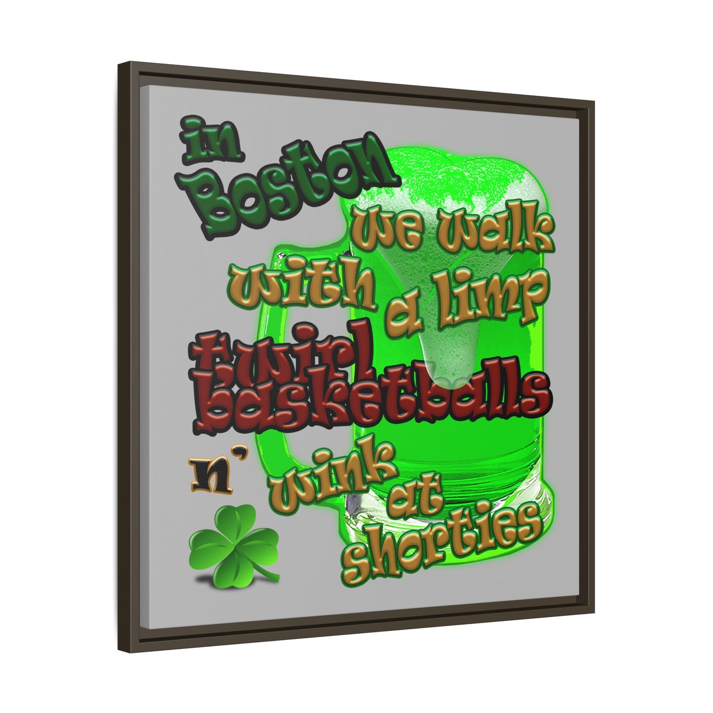 celtics logo - framed canvas art (light grey)