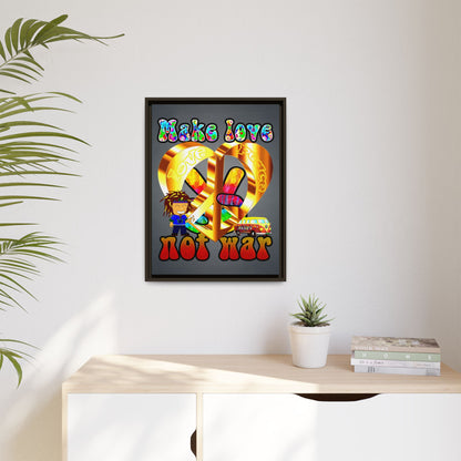 love peace - framed canvas art (grey-light grey)