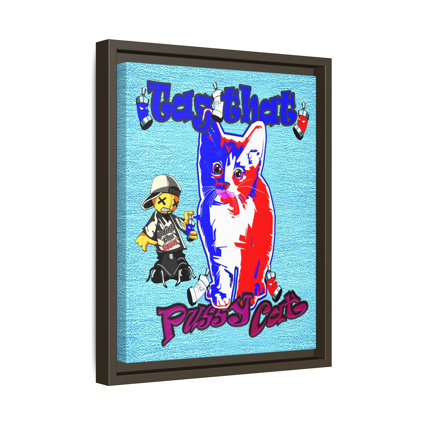 tag that - framed canvas art (faded blue)