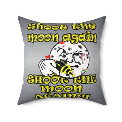 shoot the moon again - Faux Suede Square Pillow - (brushed nickel)